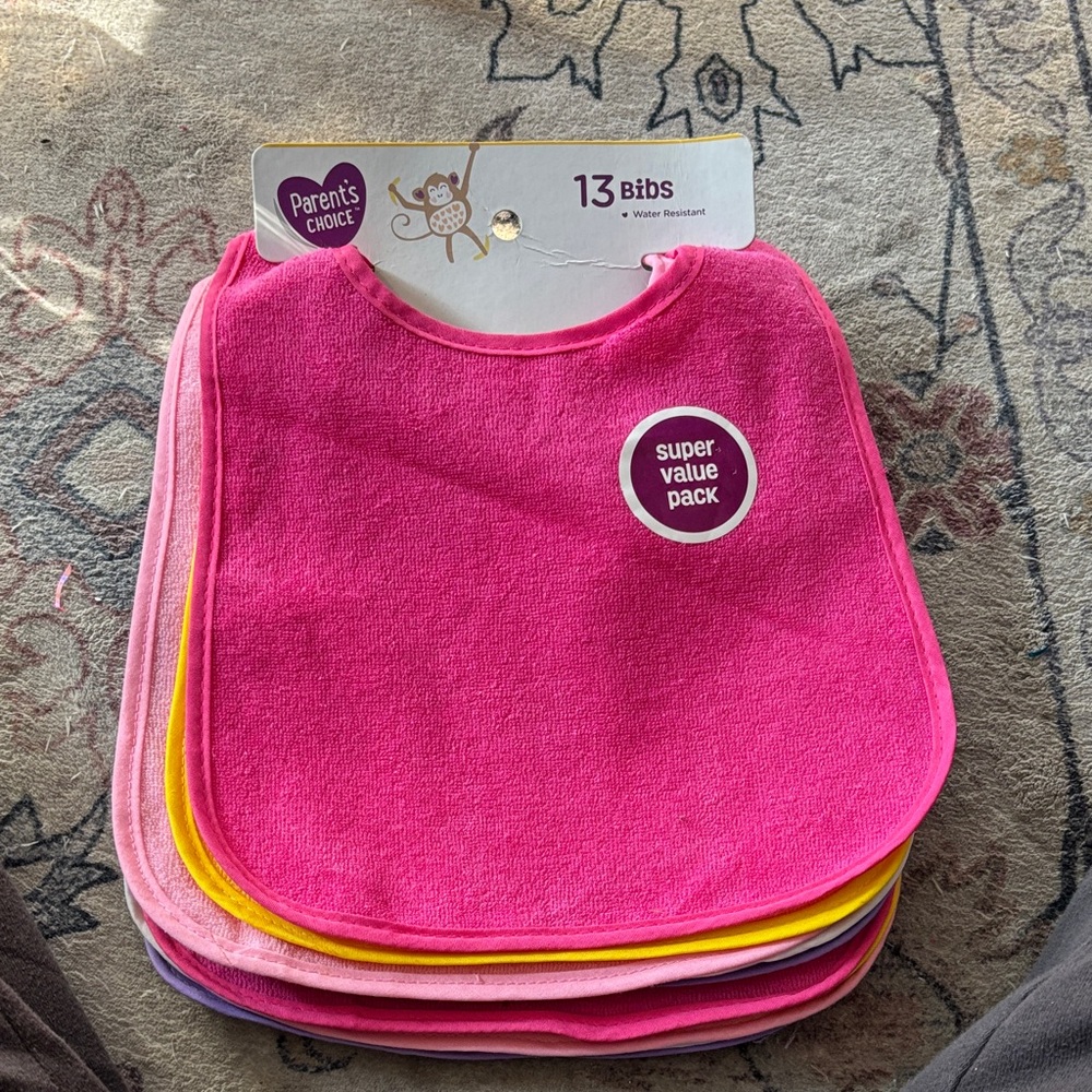 Parent's Choice Vibrant Bib Set - Pink, Yellow, and More